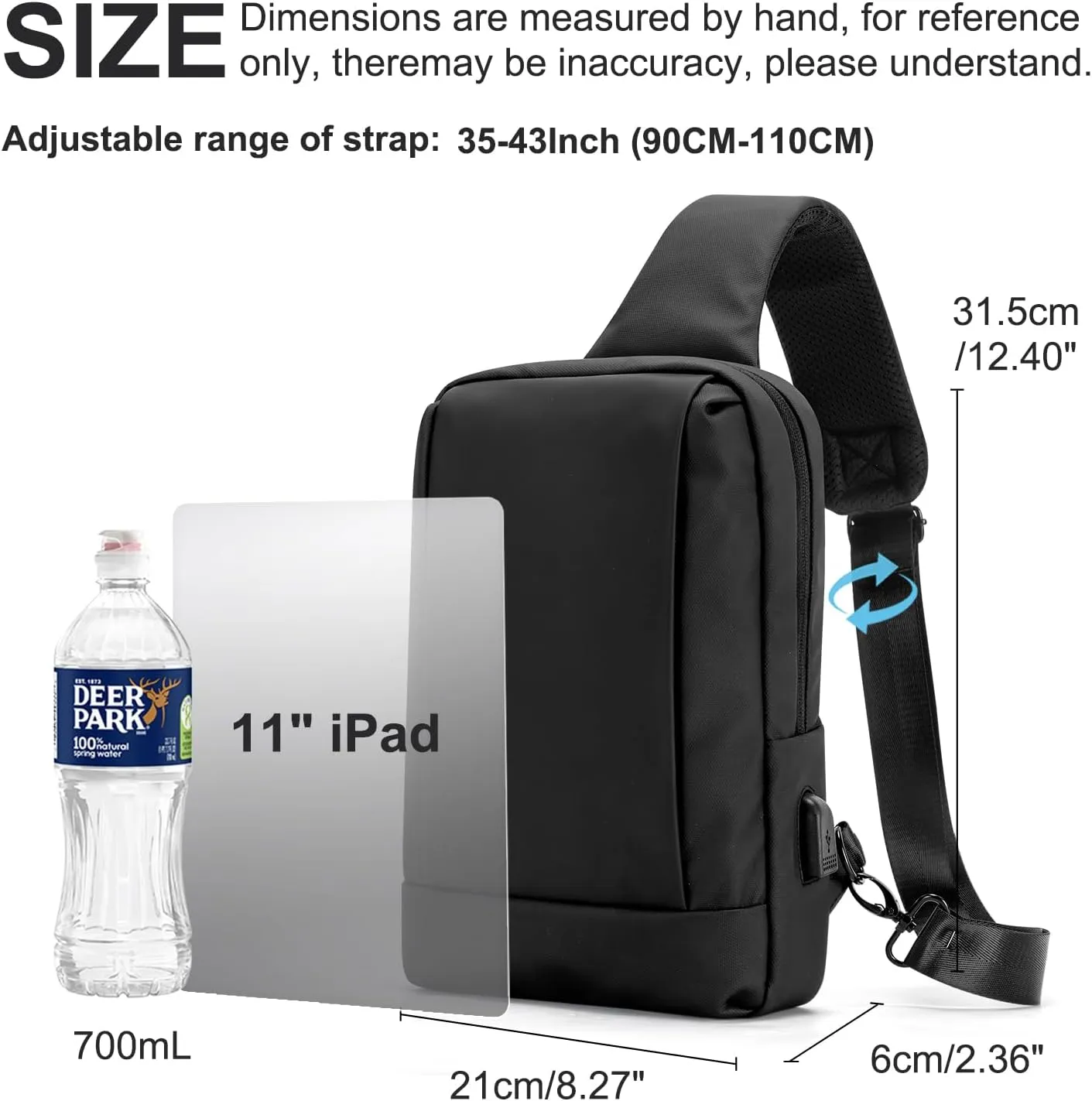 Sling Bag Crossbody Bag Men with USB Charging Port Small Messenger Bag Cross Body Shoulder Bag Sling Backpack Women
