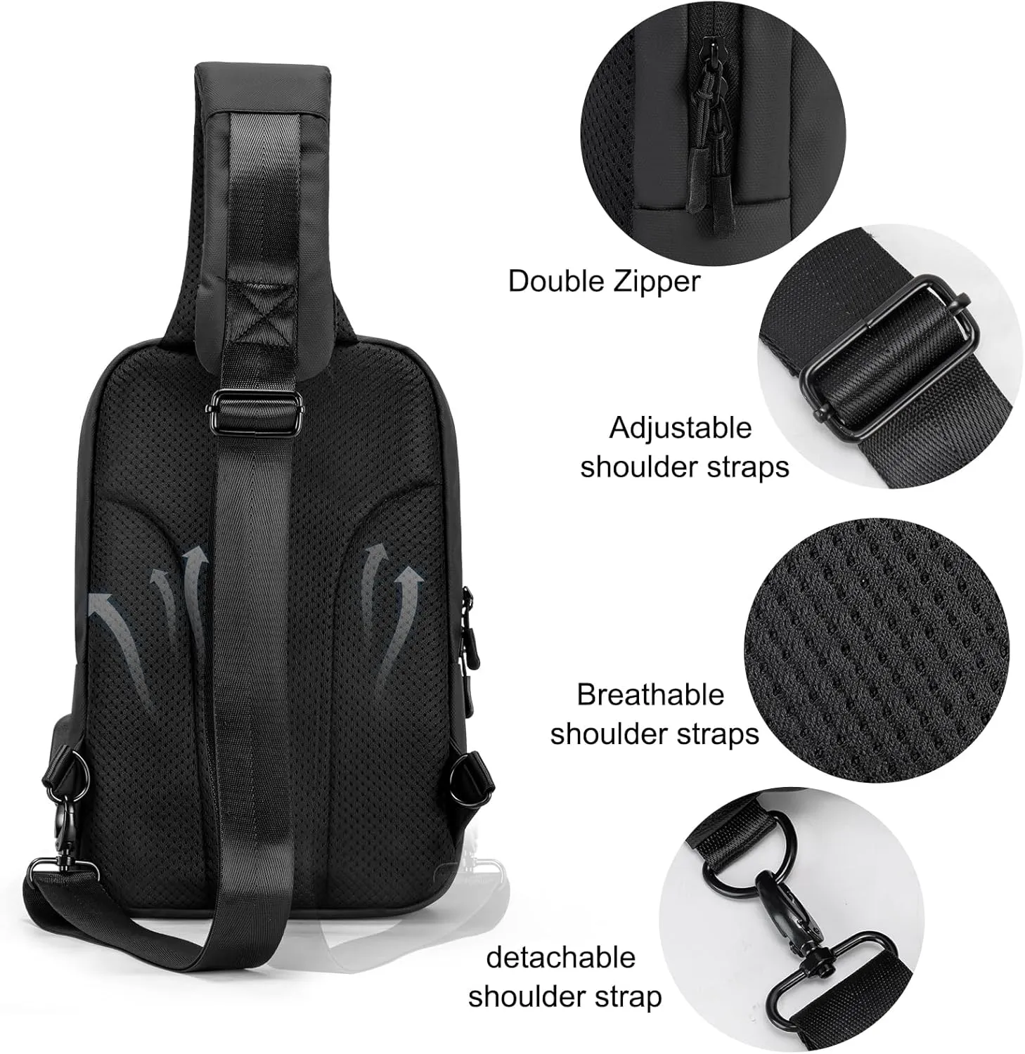 Sling Bag Crossbody Bag Men with USB Charging Port Small Messenger Bag Cross Body Shoulder Bag Sling Backpack Women