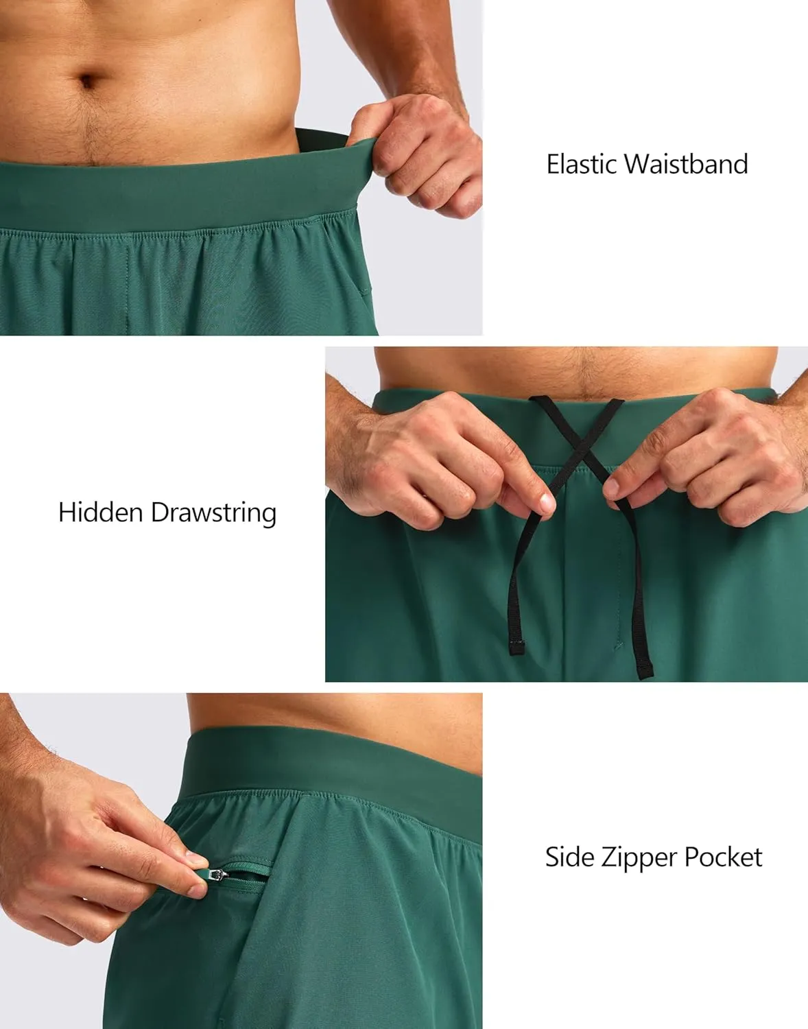 Soothfeel Men's 2 in 1 Running Shorts with 4 Pockets 5 Inch Quick Dry Gym Active Workout Athletic Shorts for Men with Liner