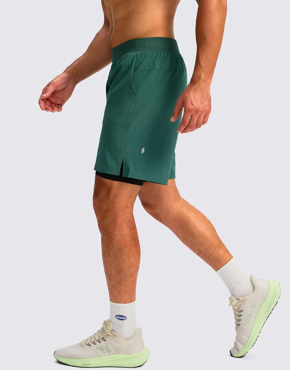 Soothfeel Men's 2 in 1 Running Shorts with 4 Pockets 5 Inch Quick Dry Gym Active Workout Athletic Shorts for Men with Liner