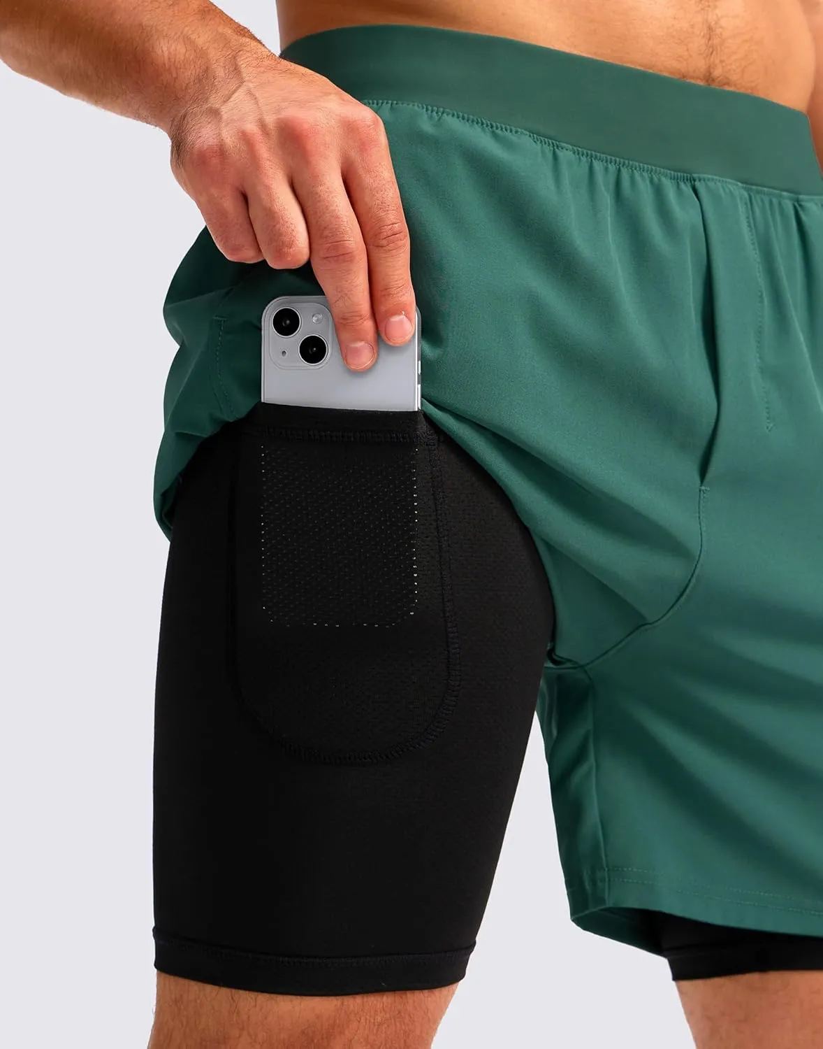 Soothfeel Men's 2 in 1 Running Shorts with 4 Pockets 5 Inch Quick Dry Gym Active Workout Athletic Shorts for Men with Liner