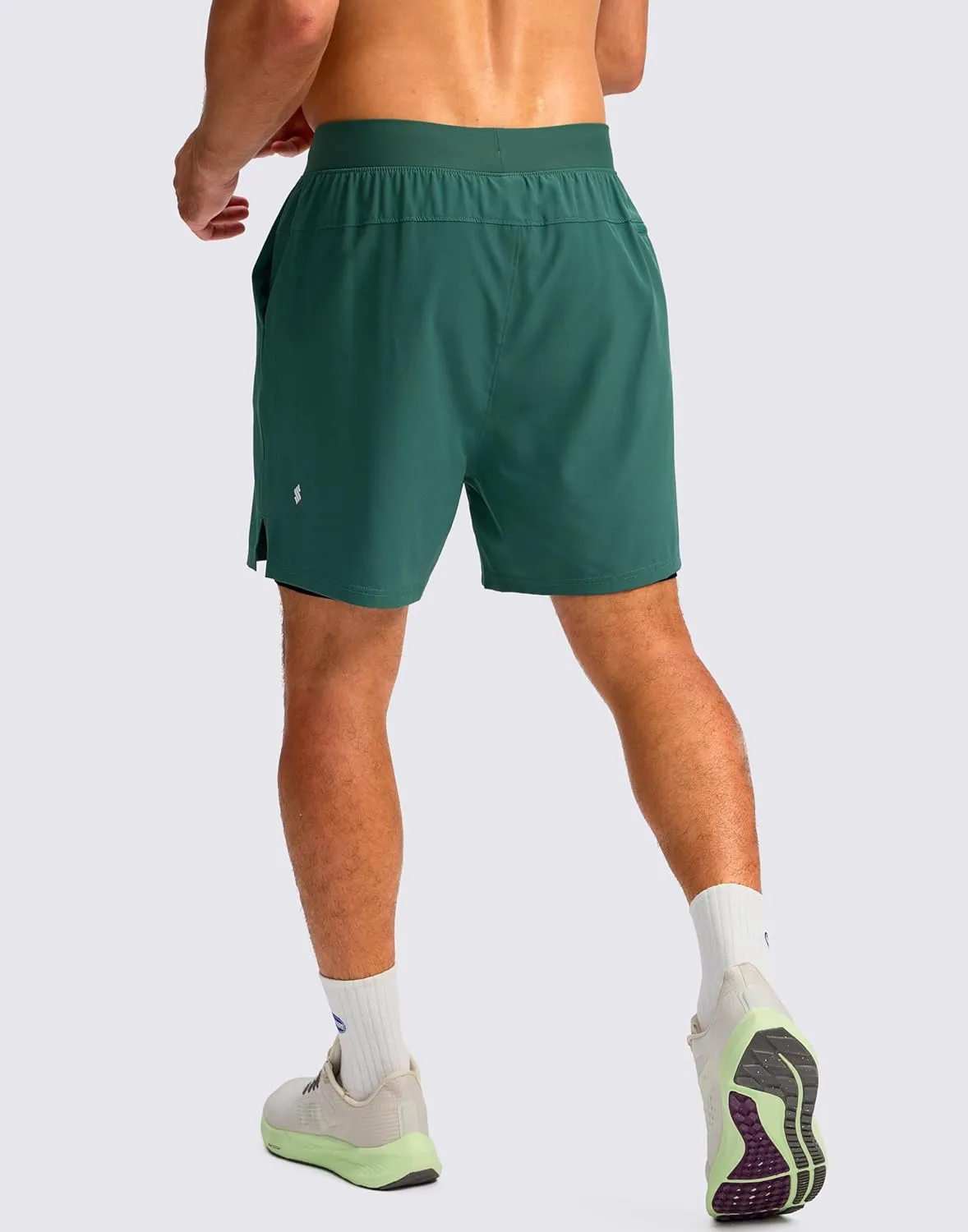 Soothfeel Men's 2 in 1 Running Shorts with 4 Pockets 5 Inch Quick Dry Gym Active Workout Athletic Shorts for Men with Liner