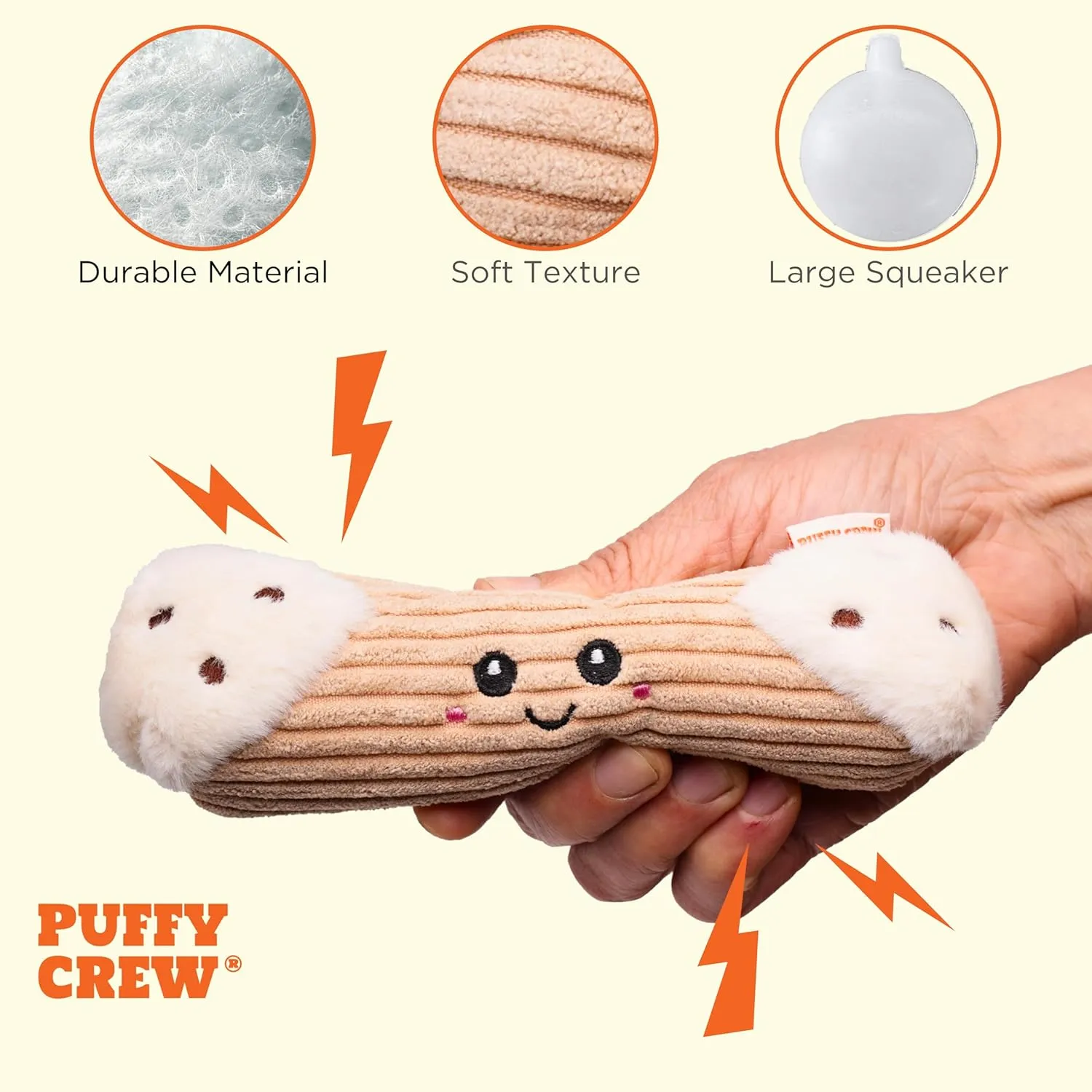 Squeaky Dog Plush Toy, Bakery Bite_Stick Collection, 8, for Small and Medium Dogs (Cannoli, Small)
