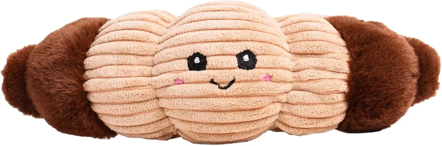 Squeaky Dog Plush Toy, Bakery Bite_Stick Collection, 8", for Small and Medium Dogs (Croissant, Small)