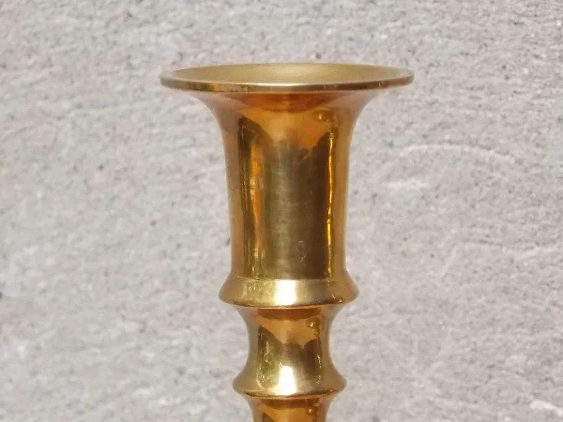 Trio Tall Solid Brass Ornate Candle Holders