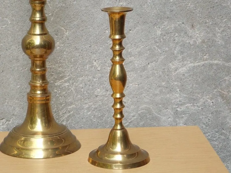 Trio Tall Solid Brass Ornate Candle Holders