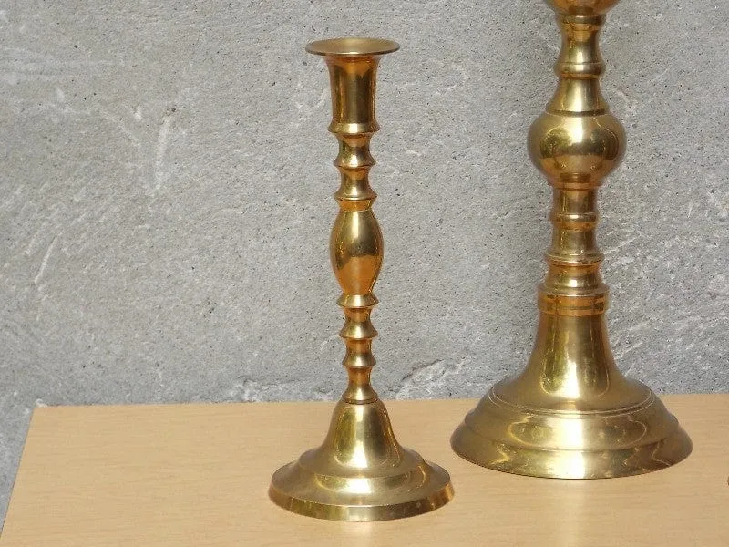 Trio Tall Solid Brass Ornate Candle Holders