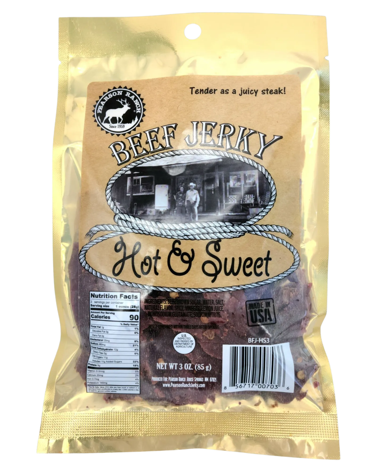 Wholesale Hot & Sweet Beef Jerky 3oz - (order in EACH quantities)