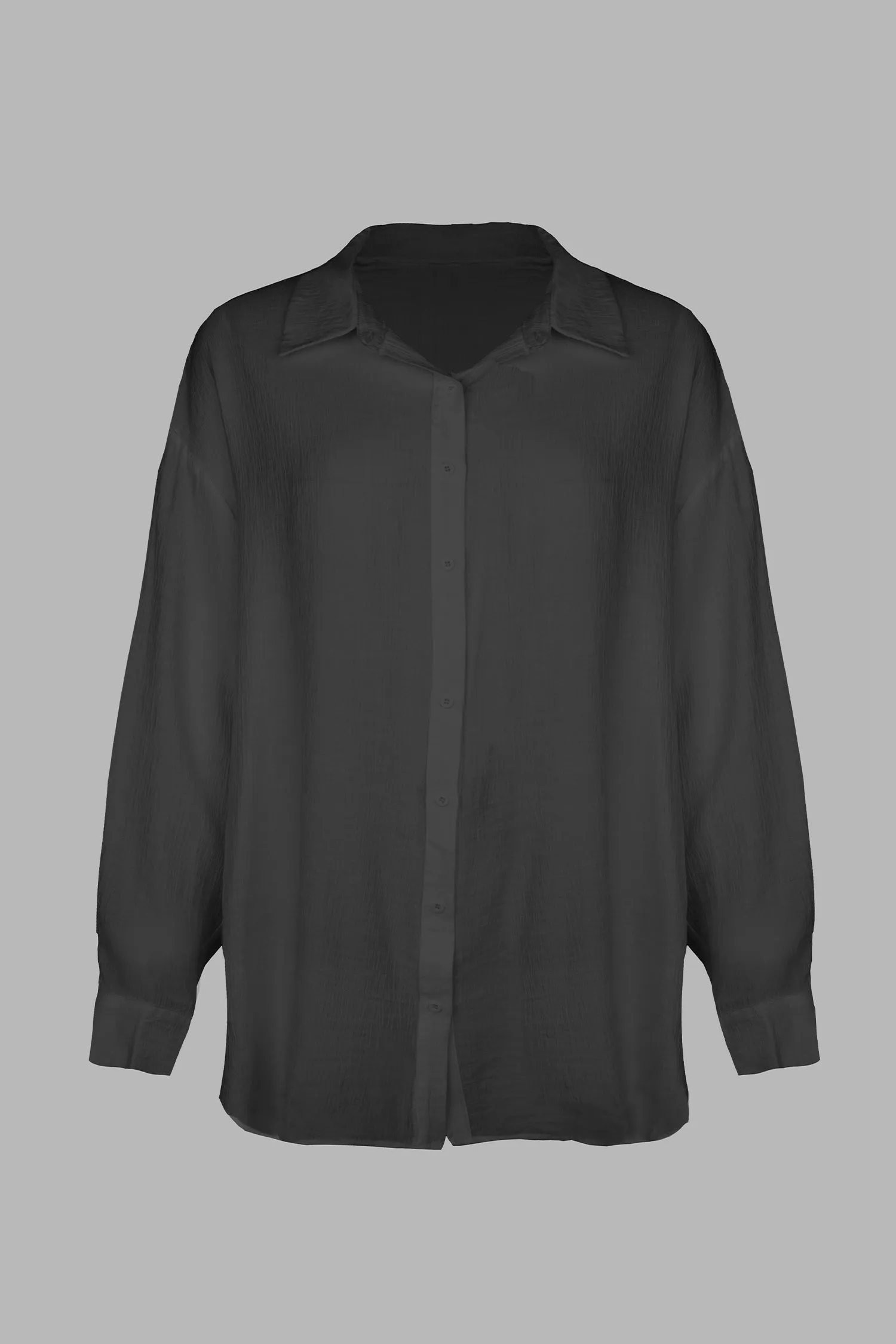 X STASSIE Paradise Sheer Chiffon Oversized Cover-Up Shirt